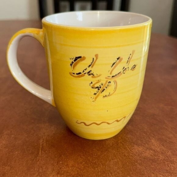 Yellow Swirl Coffee Mug 10 Oz Dishwasher & Microwave Safe - Picture 1 of 7